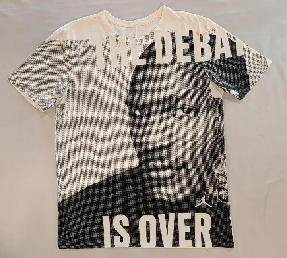Jordan Shirt Mens M White The Debate Is Over Graphic Basketball Sports Tee